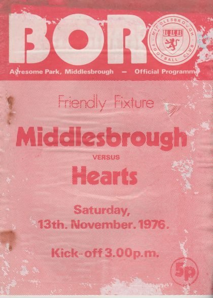 Middlesbrough v Heart of Midlothian  13-Nov-1976