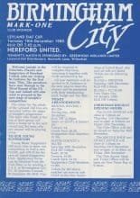 Birmingham City v Hereford United 12-Dec-1989
