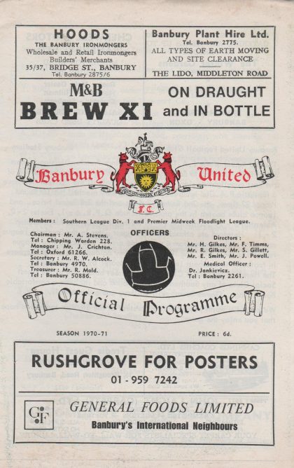 Banbury United v Hereford United  27-Feb-1971