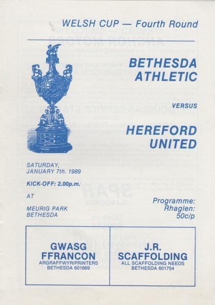 Bethesda Athletic v Hereford United  07-Jan-1989