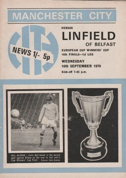 Manchester City v Linfield 16-Sep-1970