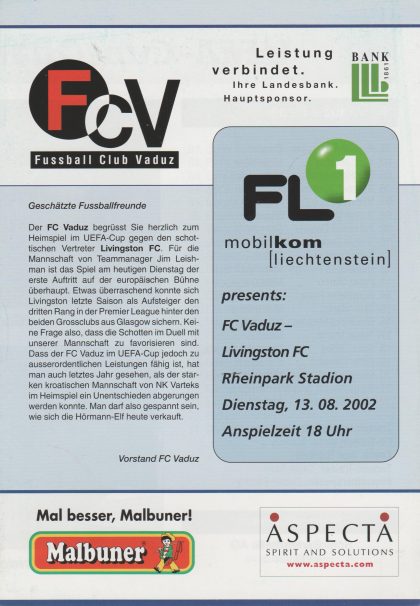 FC Vaduz v Livingston 13-Aug-2002