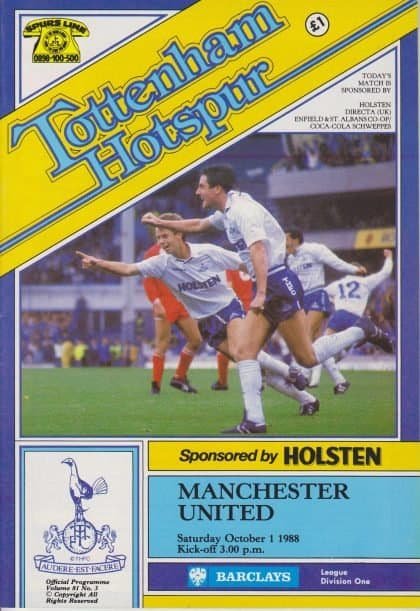 Tottenham Hotspur v Manchester United 01-Oct-1988