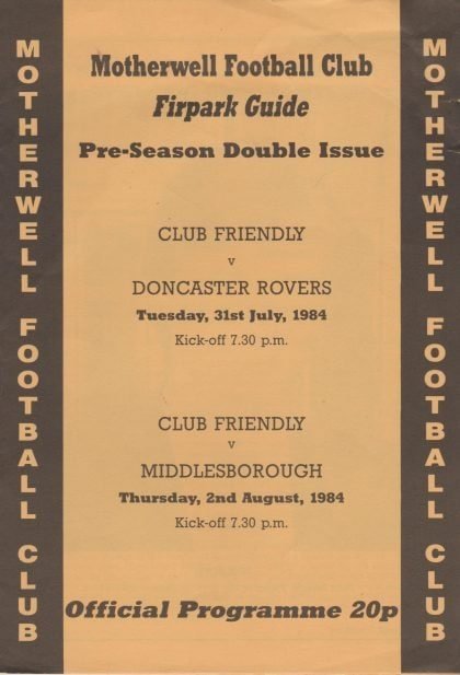 Motherwell v Middlesbrough  02-Aug-1984