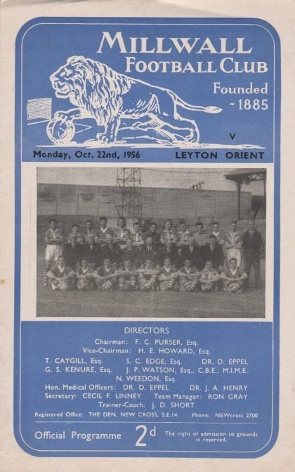 Millwall v Leyton Orient  22-Oct-1956
