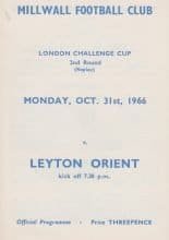 Millwall v Leyton Orient  31-Oct-1966