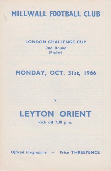 Millwall v Leyton Orient  31-Oct-1966