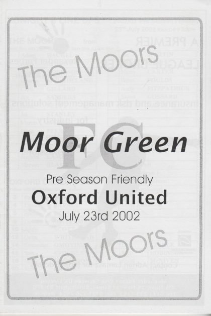 Moor Green v Oxford United 23-Jul-2002