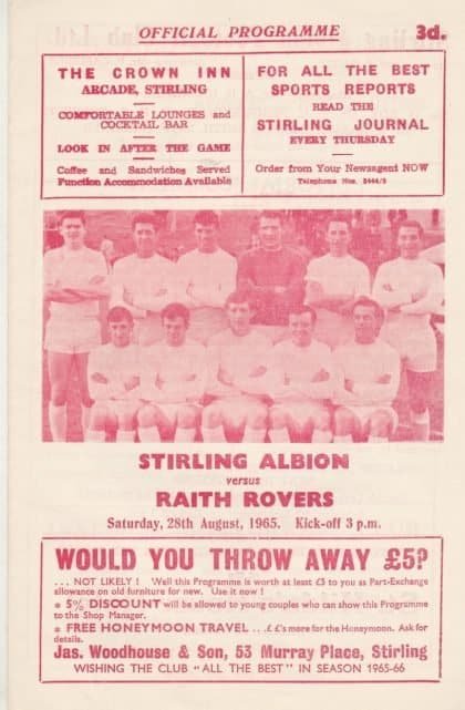 Stirling Albion v Raith Rovers 28-Aug-1965