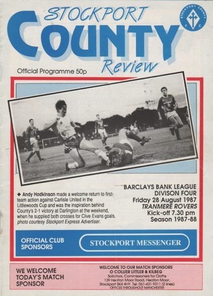 Stockport County v Tranmere Rovers 28-Aug-1987
