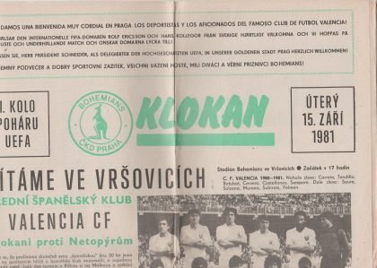 Bohemians Prague v Valencia 15-Sep-1981