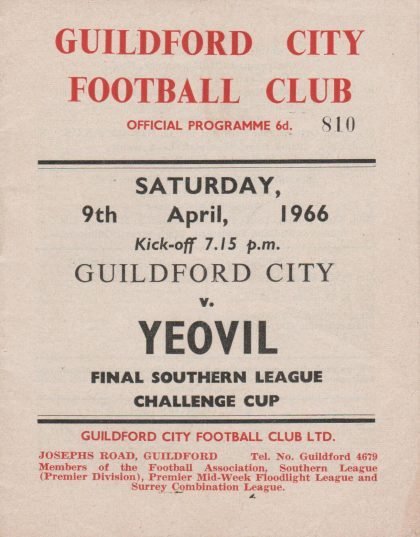 Guildford City v Yeovil Town 09-Apr-1966