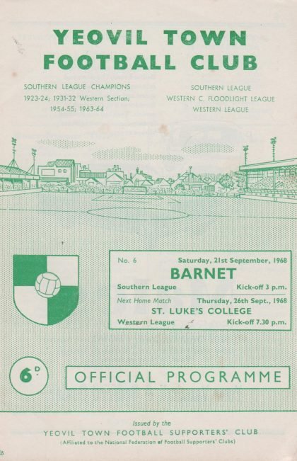 Yeovil Town v Barnet  21-Sep-1968