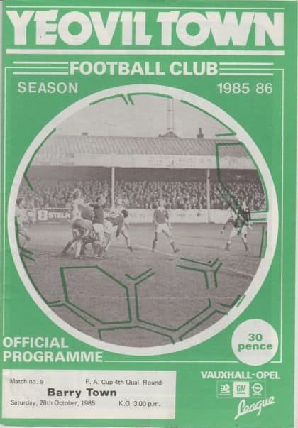 Yeovil Town v Barry Town  26-Oct-1985