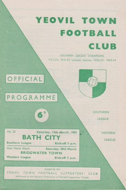 Yeovil Town v Bath City 13-Mar-1965