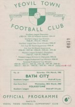Yeovil Town v Bath City 17-Mar-1962