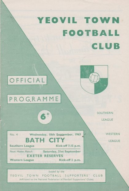 Yeovil Town v Bath City 18-Sep-1963