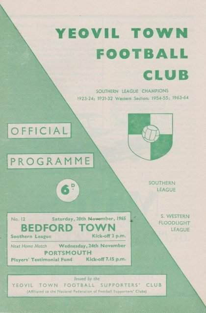 Yeovil Town v Bedford Town 20-Nov-1965