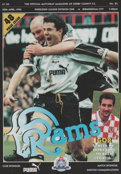 Derby County v Birmingham City 20-Apr-1996