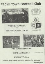 Yeovil Town v Birmingham City 28-Jul-1997