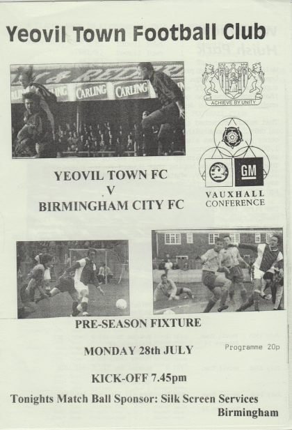 Yeovil Town v Birmingham City 28-Jul-1997