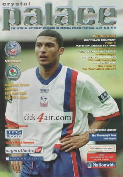 Crystal Palace v Blackburn Rovers  29-Apr-2000
