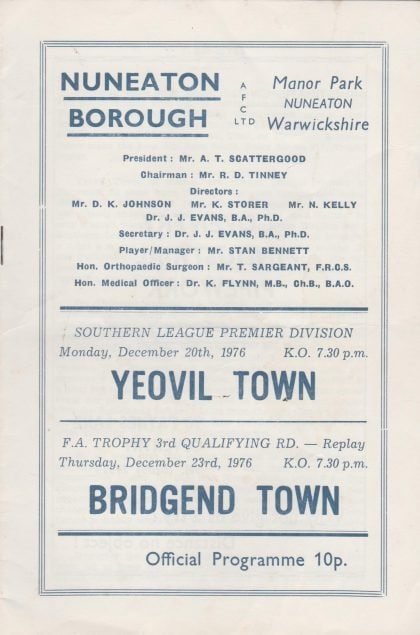Nuneaton Borough v Bridgend Town 23-Dec-1976