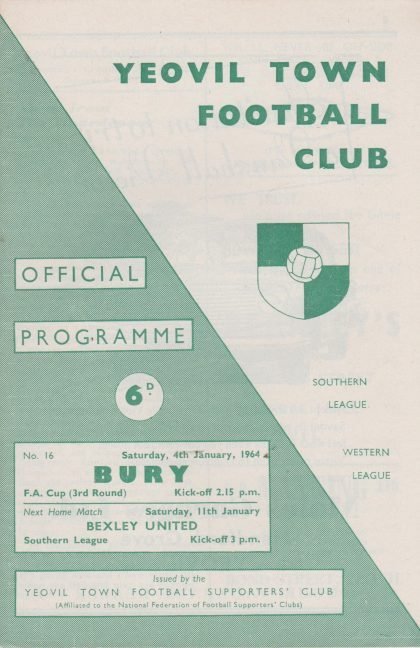 Yeovil Town v Bury 04-Jan-1964