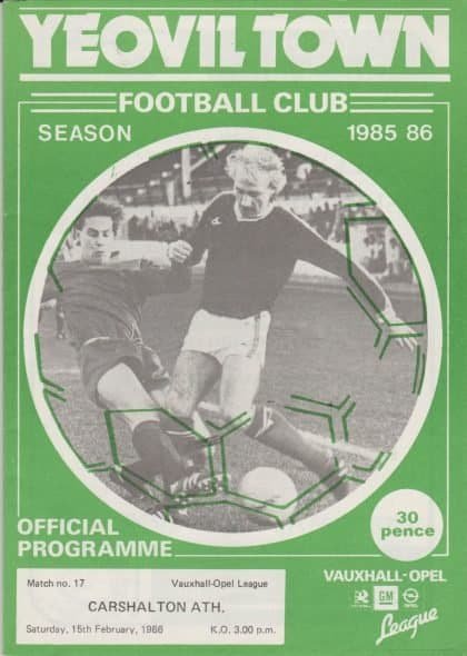 Yeovil Town v Carshalton Athletic 15-Feb-1986