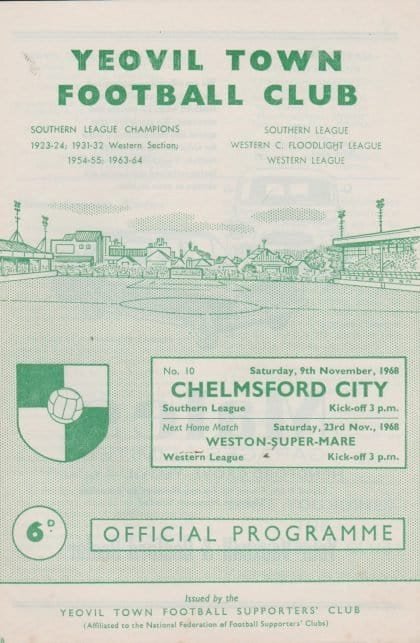 Yeovil Town v Chelmsford City  09-Nov-1968
