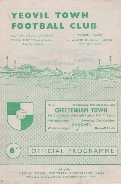 Yeovil Town v Cheltenham Town 19-Oct-1966