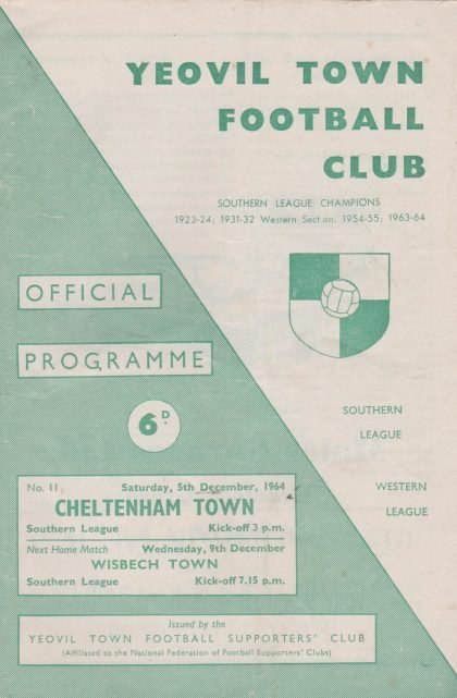 Yeovil Town v Cheltenham Town 05-Dec-1964