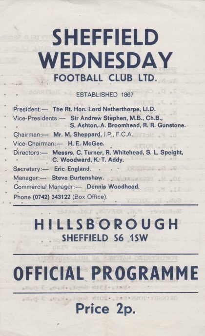 Sheffield Wednesday v Darlington  03-Sep-1975