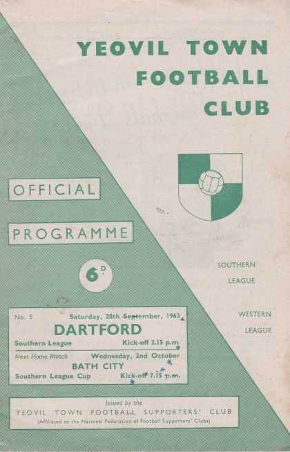 Yeovil Town v Dartford  28-Sep-1963