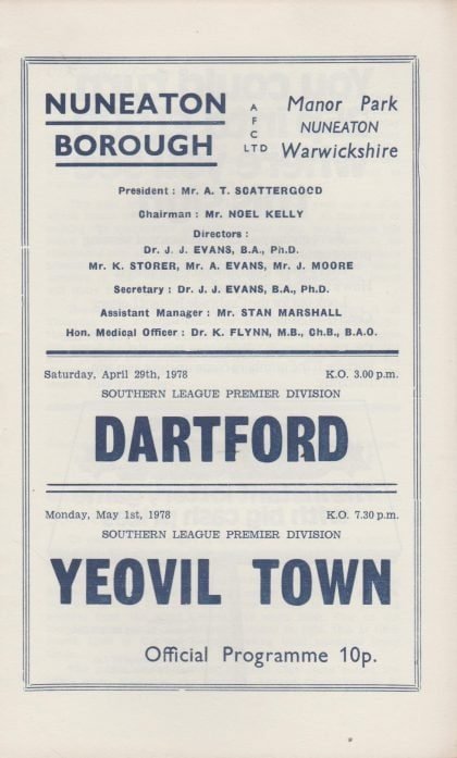 Nuneaton Borough v Dartford 29-Apr-1978