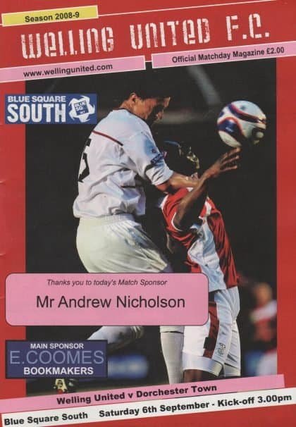 Welling United v Dorchester Town  06-Sep-2008