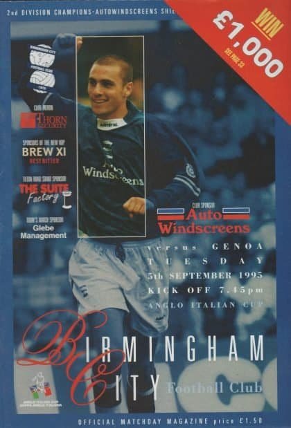 Birmingham City v Genoa   05-Sep-1995
