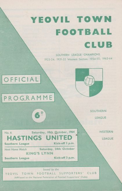 Yeovil Town v Hastings United 10-Oct-1964