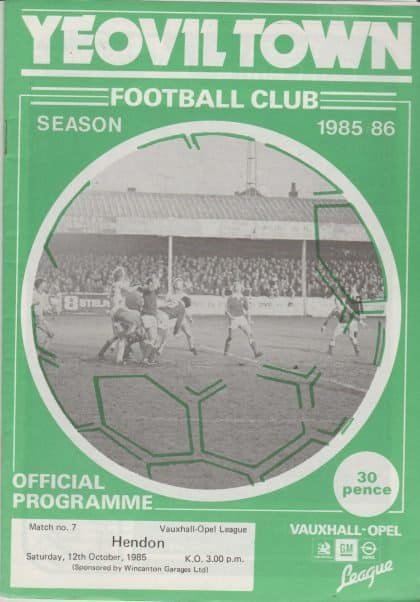 Yeovil Town v Hendon 12-Oct-1985