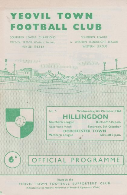 Yeovil Town v Hillingdon Borough 05-Oct-1966