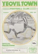 Yeovil Town v Kidderminster Harriers 29-Feb-1984