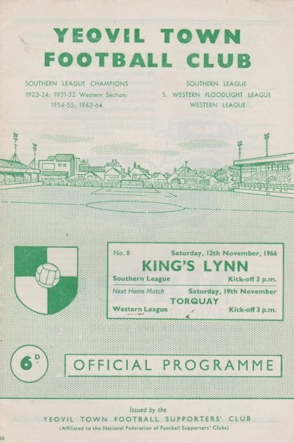 Yeovil Town v King's Lynn 12-Nov-1966