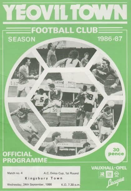 Yeovil Town v Kingsbury Town 24-Sep-1986