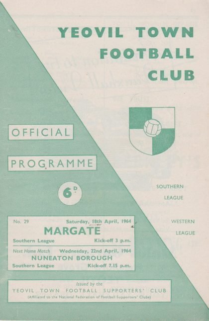 Yeovil Town v Margate 18-Apr-1964