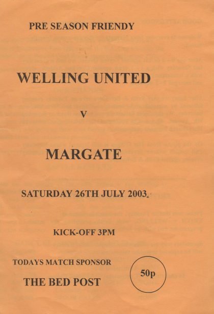 Welling United v Margate  26-Jul-2003