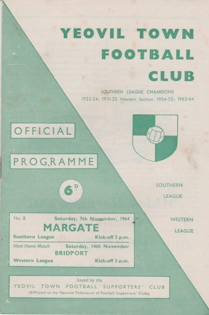 Yeovil Town v Margate 07-Nov-1964