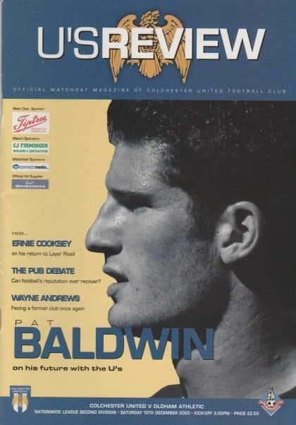 Colchester United v Oldham Athletic 13-Dec-2003