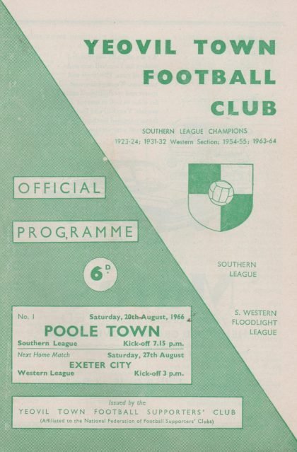 Yeovil Town v Poole Town 20-Aug-1966