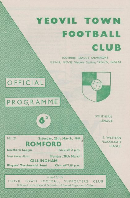 Yeovil Town v Romford 26-Mar-1966