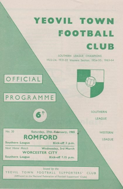 Yeovil Town v Romford 27-Feb-1965